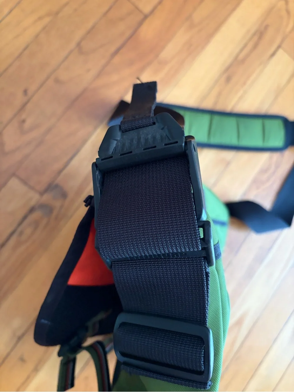 Timbuk2 Olive Green, Black & Orange Messenger Bag.